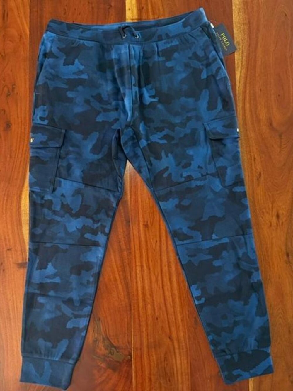 NWT XL SET Polo Ralph Lauren Blue Camo Double-Knit Cargo Bomber and Joggers VHTF - Picture 10 of 16